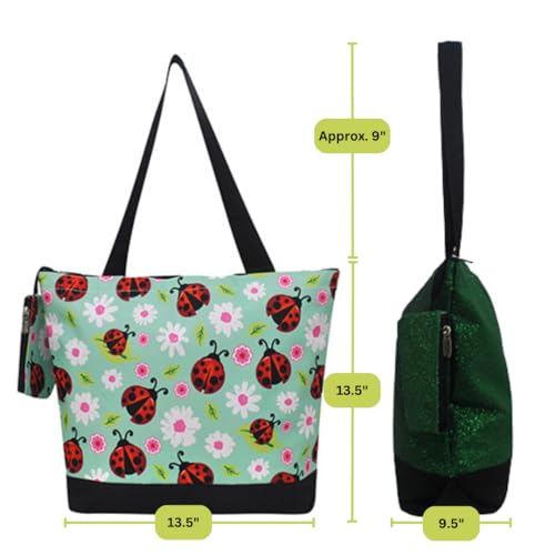 Image of NGIL Medium Top Zipper Closure Canvas Tote Bag with Attached Matching Coin Purse For Moms and Nurses