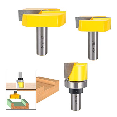 1/2 Inch Shank 2-1/4 Inch 1-3/4 Inch 1-1/4 Inch Diameter Bottom Cleaning Router Bit Woodworking Milling Cutter by SILIVN (3 Pack)