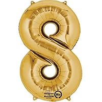 Anagram SuperShape Number 8 L34 Foil Balloon, 86 cm Length, Gold