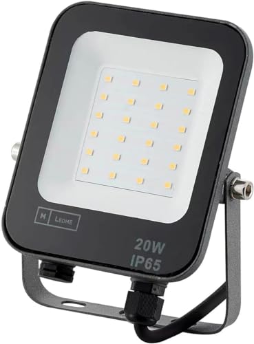 M Ledme - Foco Proyector Led Napoli 20W, 2.400 lumen, IP65 Regulable, Color Luz fría (6000k), Iluminación exterior, De uso para jardín, patios, parking, hotel, naves etc.