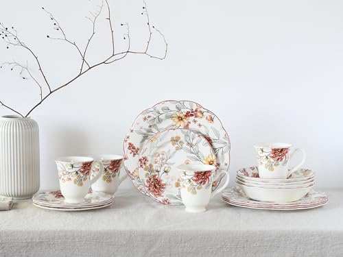 Assiettes en faïence de la Série Fiore CreaTable 16927 au design raffiné - 3