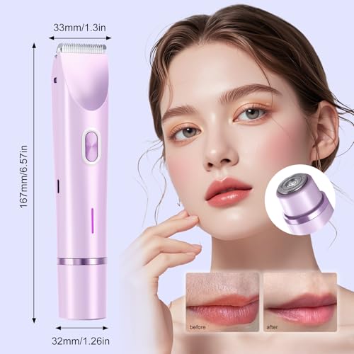 Bikini Trimmer for Women, Dermave Bikini Shaver, Dual Head Shaver Painless Hair Removal for Face, Body & Intimate Areas (Purple) by PYATE - Image 7