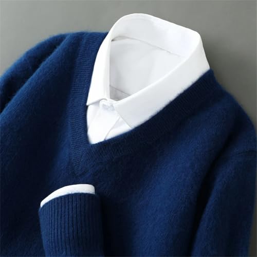 Disimlarl Men V-Neck Knit Wool Sweater Thick Loose Long Sleeved Jumpers Pullover Warm Solid Sweaters3