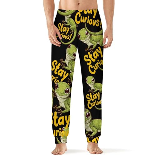 Lizard Stay Curious Men's Pajama Bottoms Sleep Lounge Soft Comfy Pants Sleepwear