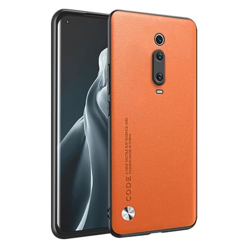 HONLEN Custodia per Xiaomi MI 9T / MI 9T Pro (6.39' Inches) Cover per Telefono Aziendale con Retro in Pelle, Arancia