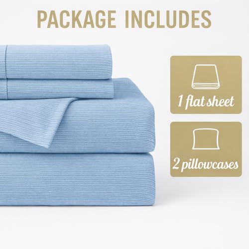 Image of Cotton King Bedsheet with 2 Pillow Covers | 100% Pure Cotton | 300 Thread Count | Soft & Breathable |102x108 inch - Aqua Blue