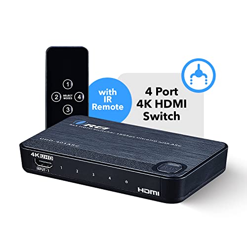 Orei 4 In 1 Out 4K Hdmi Switch, 4K@60Hz 4:4:4 Arc Auto Switch Edid Hdmi 2.0, 18Gbps, Hdcp 2.2, Dolby Passthrough Cec, Hdr10, Dolby Vision #TOP2