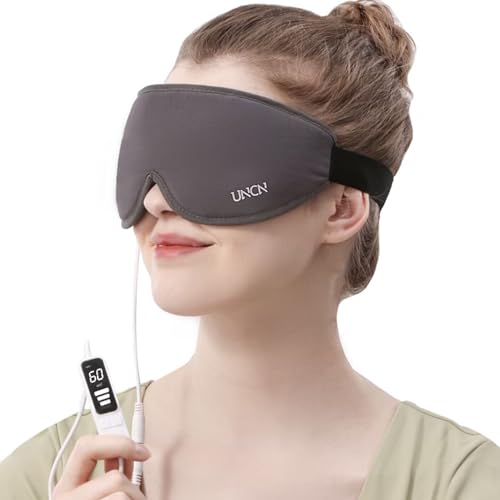 UNCN Heated Eye Mask with Washable Cover Electric USB Eye Mask for Sleeping - Blindfold Keep Warm for Relieve Dry Eye Syndrome Dark Circles and Blepharitis