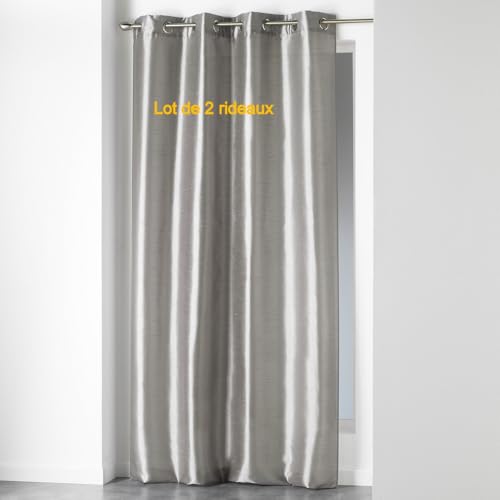 Douceur d'Intérieur Lot de 2 Rideaux a Oeillets 140 x 240 cm Shantung uni Shana Perle