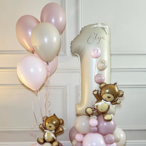 Image of Cream Number 9 Balloons,40 Inch 9 Balloons Giant Helium Foil Mylar Beige 9 Balloon Number for Birthday Party Anniversary Decorations