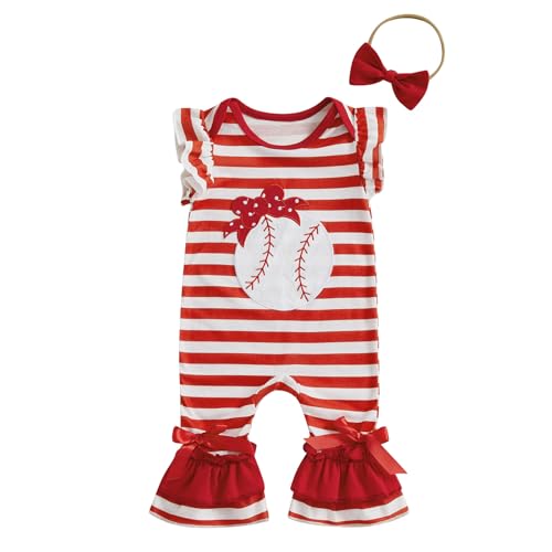 Baby Girl Baseball Outfit Newborn Romper Jumpsuits Sleeveless One Piece Clothes Cute Infant Summer Clothing