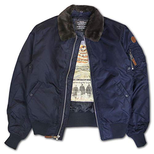 Top Gun B-15 Men's Heavy Duty Vintage Flight Bomber - Chaqueta azul...