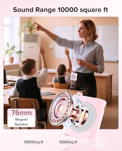 Gicorino Voice Amplifier for Teachers with Dual Magnetic Wireless Lavalier Microphones & Noise Reduction - Bluetooth Portable Rechargeable Speaker for Classroom, Meetings, Yoga, Speeches (Light Pink) - 1