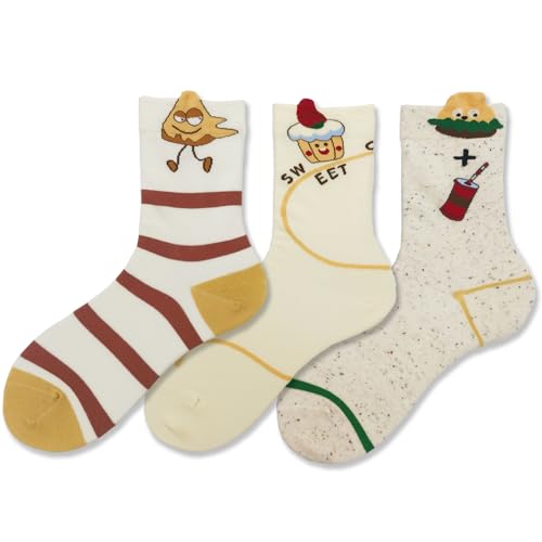 Image of Women's Crew Socks Cute Bear Cat Floral Soft Fancy Socks Gifts for Women