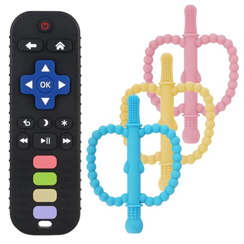 Image of Teething Toys for Babies 0-6 6-12 12-18 Months Bpa Free Teething Sticks and Remote Teether for Babies Baby Sensory Chew Toys for Infants 0-18 Months