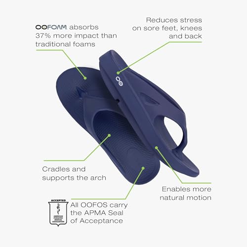 OOFOS OOriginal Recovery Sandal, Navy - Women’s Size 9, Men’s Size 74