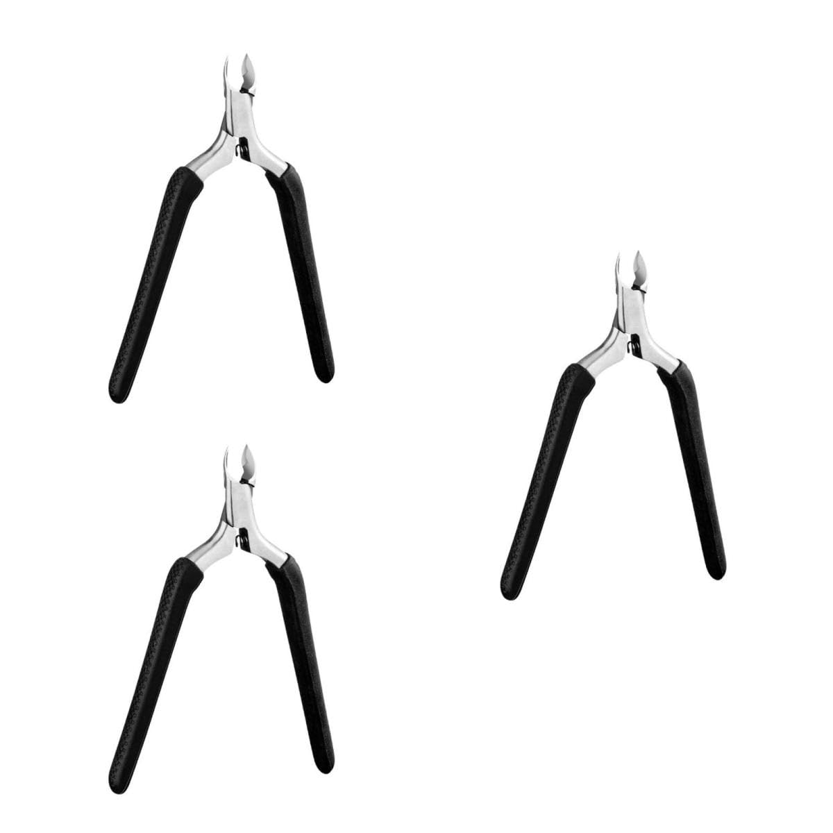 Mipcase 3pezzi Forbici Per Rimozione Cuticole e Morta Strumento Manicure Ergonomico Inossidabile Design Semplice e Pratico Per Uso Domestico e Professionale Nero