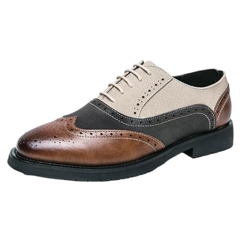 Handmade Men's Leather Oxfords Shoes Lace-Up Pointed Toe Formal Leather Loafers for Business and Parties