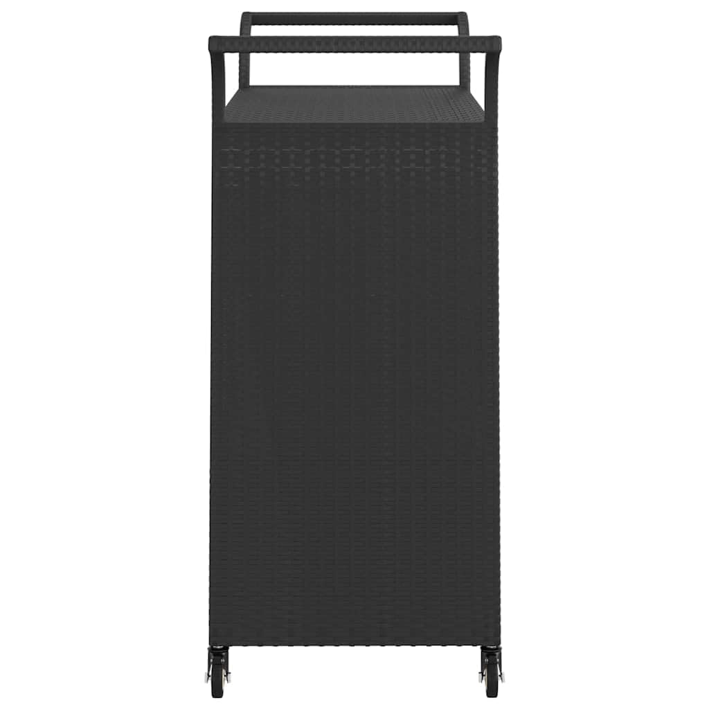 vidaXL Carrito de Bar con Cajón Carro Servicio Cocina Jardín Patio Terraza Balcón Rodante Almacenaje Comida Bebida Ratán Sintético Negro 100x45x97 cm