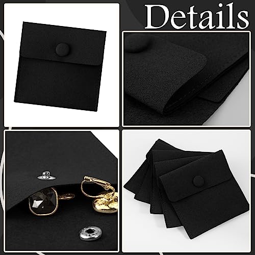 Bolsa de joyería de microfibra de lujo con divisor para proteger collares elegantes, 8x8cm 4