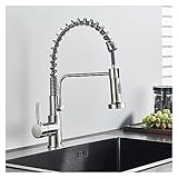 Toque los grifos Faucet Fregadero Negro de Fregadero de Fregadero de Fregadero de Fregadero de Grifo montador de rociador de la Plataforma de la Cocina del Toque de rotación fría Caliente (Cepillado nicekel a)