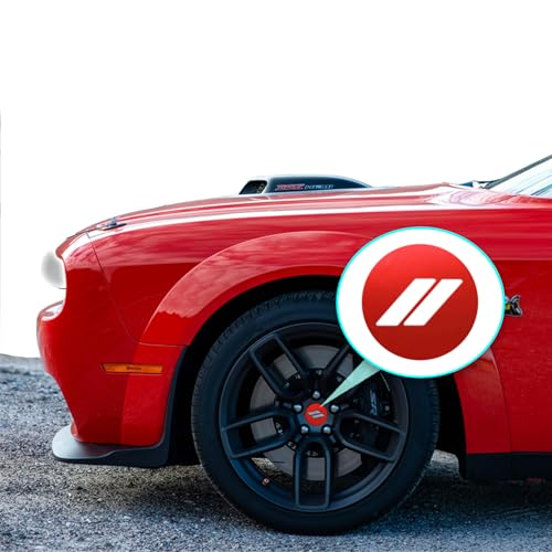 Image of IPG Compatible with Dodge Charger, Challenger, Durango (2017-2023) Wheel Center Cap Overlay Decal Sticker Wrap Kit - Hash Rhombus Design - Personalize Your Vehicle (Outer Logo, Red Pearl)