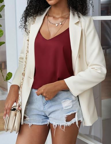 Image of Ekouaer Womens 2-Pack Silk Satin Camisole Tank Top V Neck Sexy Cross Back Spaghetti Strap Cami Sleeveless Lounge Tops S-XXL