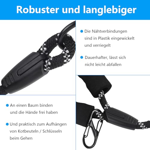 Schleppleine, 5M 10M 20M Schleppleine für Hunde, Robust Hundeleine mit bequemem gepolstertem Griff, Trainingsleine Laufleine für Welpen kleine mittlere große Hunde, Abschließbarer Karabiner (10M)
