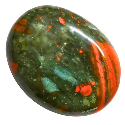 Image of Certified African Bloodstone Crystal Palm Pebbles Stones for Anxiety Stress Relief Massage - AAA Grade Original Healing Gemstone Agate Palm Stone for Yoga Meditation Spiritual Reiki Feng Shui