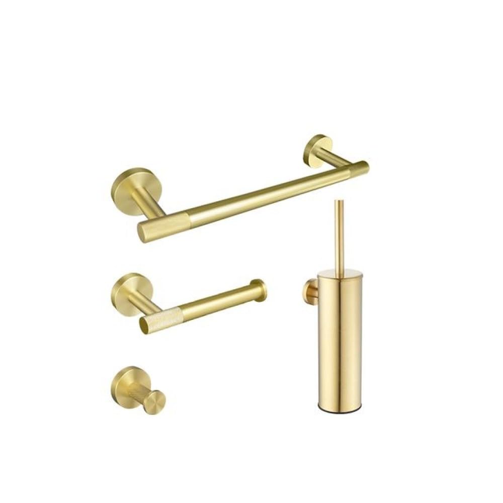 Porte-rouleau or brossé et pack d'accessoires de bain chic