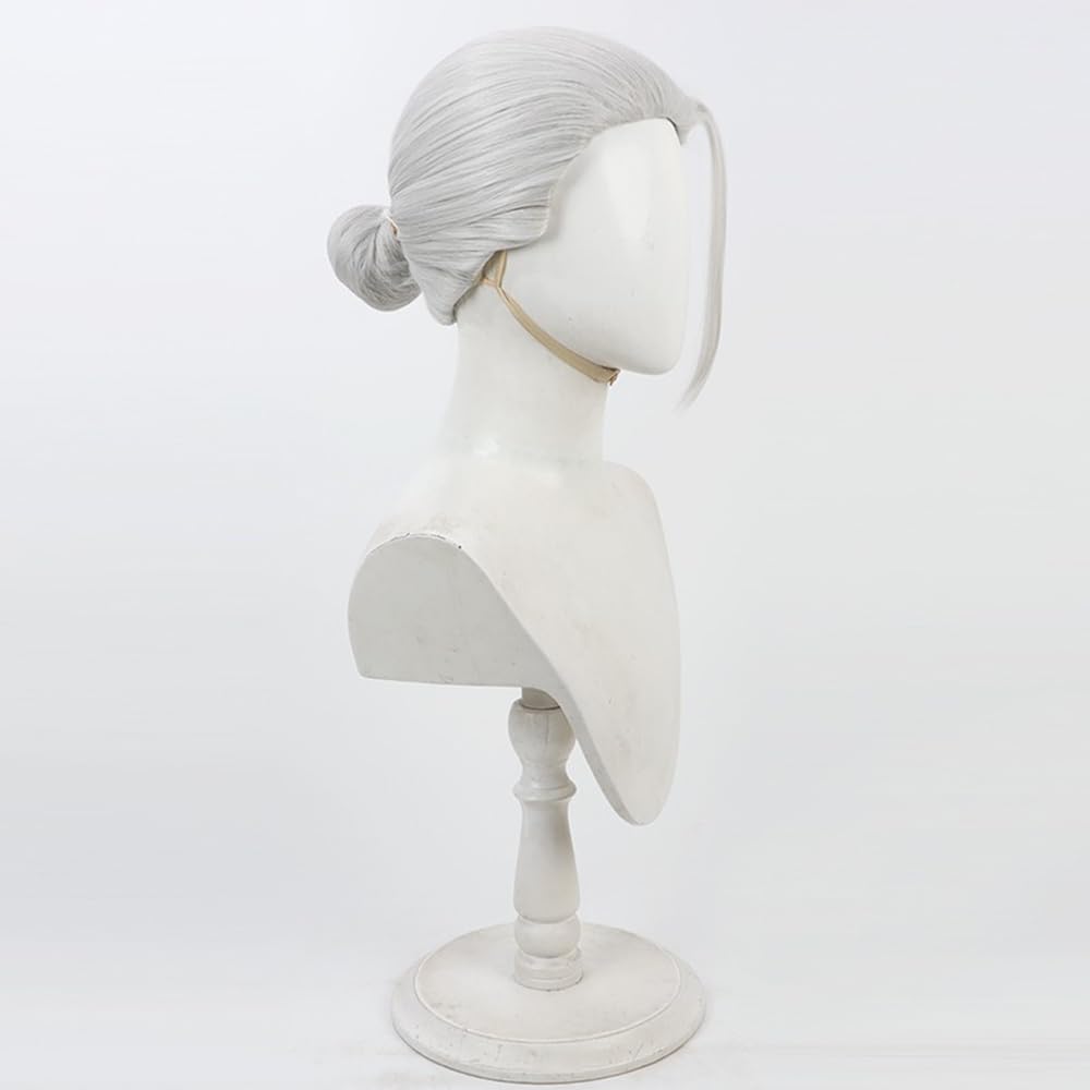 Silver White Bun Wig Men's Cosplay Anime Short Hair Halloween Costume Party Synthetic Hair Cosplayer Wig