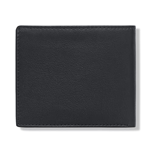 Image of KARA Black Genuine Leather Wallet for Men with Multipurpose Slip Pocket - Bifold Men's Wallet with 8 Card Holder Slots