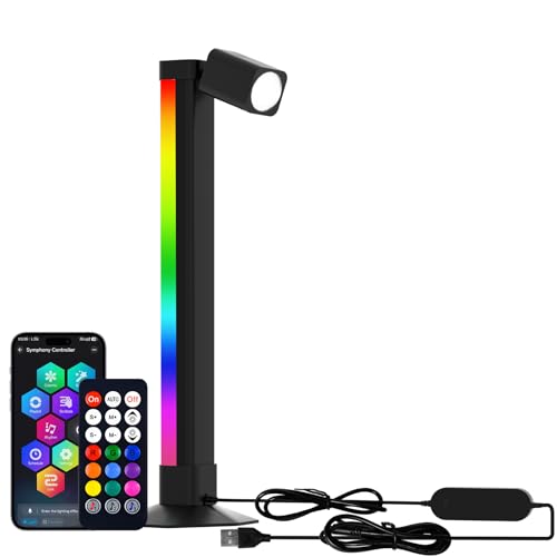 Lampada da Scrivania LED Smart con Luce da Lettura, Illuminazione Ambientale RGBIC con Controllo App, Sincronizzazione Musicale, Luce da Lettura Dimmerabile per Camera da Letto, Sala Gaming, Ufficio