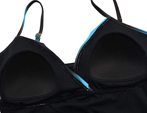Image of Hilor Women's Tankini Tops Shirred Ruffled Swimsuits V Neck Swimwear Top