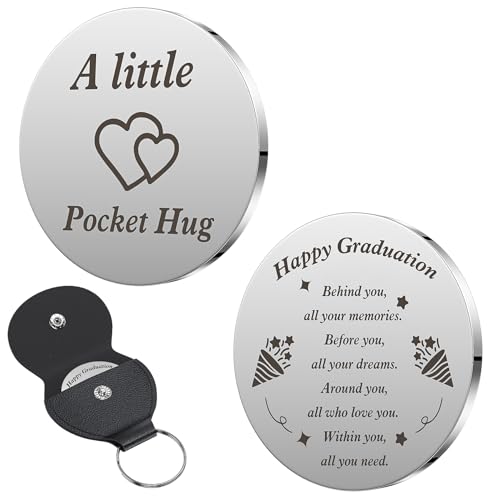 Graduation Gifts For Her Him College Graduation Gifts for Women Pocket Hug Token With Leather Student Teacher Goodbye Gift Keychain End Of Year Student Gift For High School Masters Grade Graduate