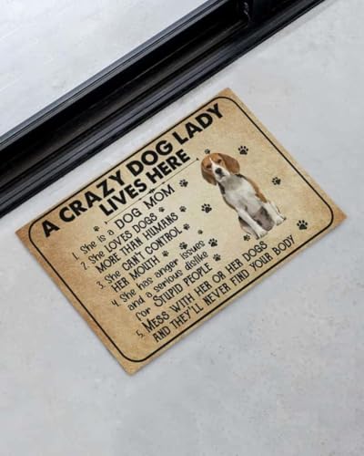 ���փ}�b�g �N���C�W�[�Ȍ��̂��ꂳ��r�[�O�����A�����ł����O�ł��ʔ��� 50×80cm doormat A Crazy Dog Lady Dog Mom Beagle Funny Indoor And Outdoor