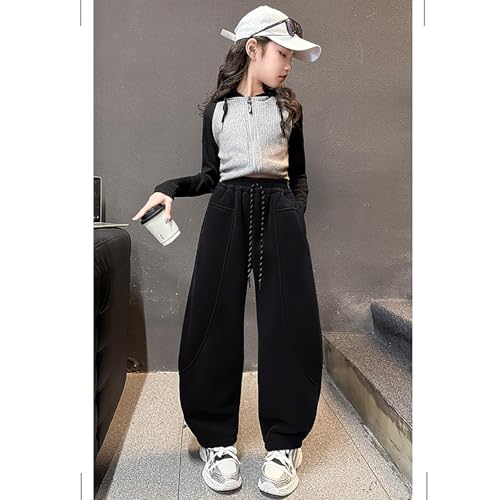 Girls Wide Leg Sweatpants High Waisted Cargo Pant Baggy Elastic Waist Jogging Y2K Palazzo Pants Parachute Trousers4