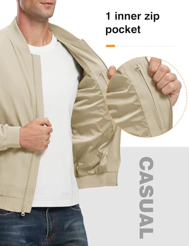 Image of TBMPOY Men's Windproof Bomber Jackets Lightweight Track Jackets Windbreaker Outdoor Golf Fashion Coat
