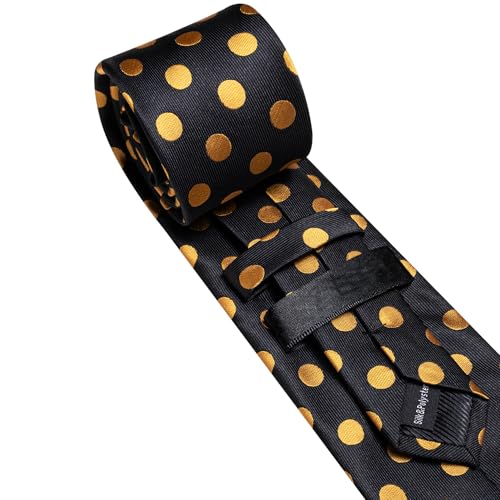 Image of Barry.Wang Ties for Men Silk Tie Sets Polka Dot Woven Necktie Pocket Square Cufflinks Business Wedding