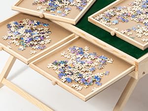 UNICOO® Folding Jigsaw Puzzle Table with 4 Storage Drawers – Holds Up to 1500 Pieces | Portable Jigsaw Puzzle Board with Felt Surface & Folding Legs for Adults, Seniors & Family - Thumbnail 3