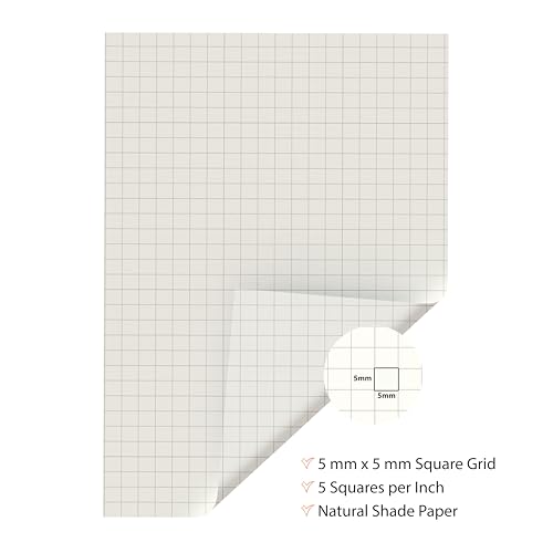 Image of PaperO A6 Square Loose Leaf Grid Paper /Sheets, 5mm Graph Pages, 100 GSM Thick Paper, 100 Pages, Kraft Cover, 4.1 x 5.8 Inch, Refillable Binder Sheets for Architects, Designers, Drawing & Sketching
