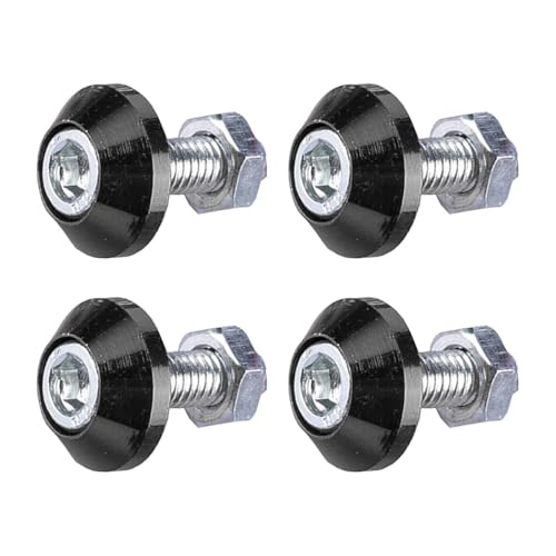 4PCS Motorcycle License Plate Bolts Aluminum Alloy Car Tag License Plate Screw Decorative Kit License Plate Frame Fastener Accessories for Most Motorcycles Cars Trucks (Black)