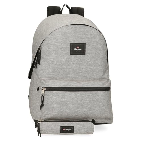 Pepe Jeans Aris Evergreen Mochila para portátil 15,6' Doble Compartimento Gris 31x44x17,5 cms Poliéster by Joumma Bags