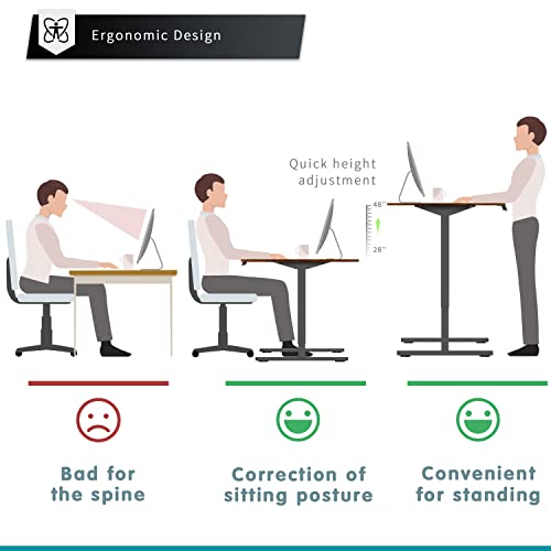 Yeshomy Height Adjustable Electric Standing Desk 55 Inch Computer Table, Home Office Workstation, 55In, Black Leg/Rustic Brown Top #TOP5