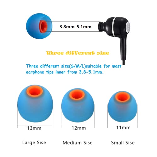 Image of Earbuds Replacement Tips Silicone Earbud Tips Ear Bud Replacement Pieces Ear Gels Fit for Inner Hole from 3.8mm - 5.1mm Earphones 9 Pairs S /M /L Blue-Orange