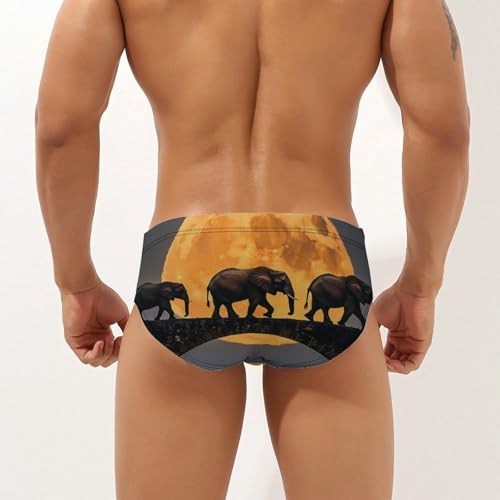 Elephants Walking Under The Moon Men's Swimsuit Bikini Briefs Swim Underwear Stretchy Swimwear3