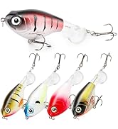 Probite Topwater Fishing Lures 5 Pack - Rotating Tail Propeller Surface Bait, Floating Hard Swimb...