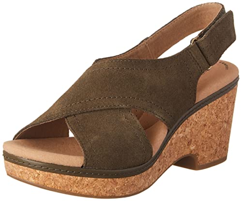 Clarks Women Giselle Cove Wedge Dark Olive Sde, Brown, Size_7 (B0B3JHS59Y) Amazon Price History, Amazon Price Tracker