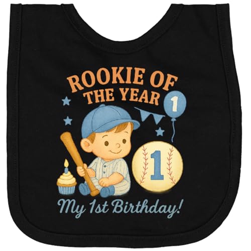 inktastic Rookie Of the Year First Birthday Baseball Theme Newborn Bib