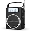 JEUJUG Radio Portable AM FM Digital Radios Clock Radio with Bluetooth 5 Watts Loud Speaker Rechargeable AM FM Radio Plug in Wall Battery Operated Radio Best Reception for Home Outdoor Great Gift Black